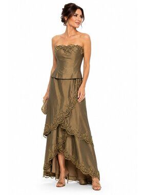vintage Y2K ATELIER ALYCE bronze beaded strapless evening gown dress beaded XS